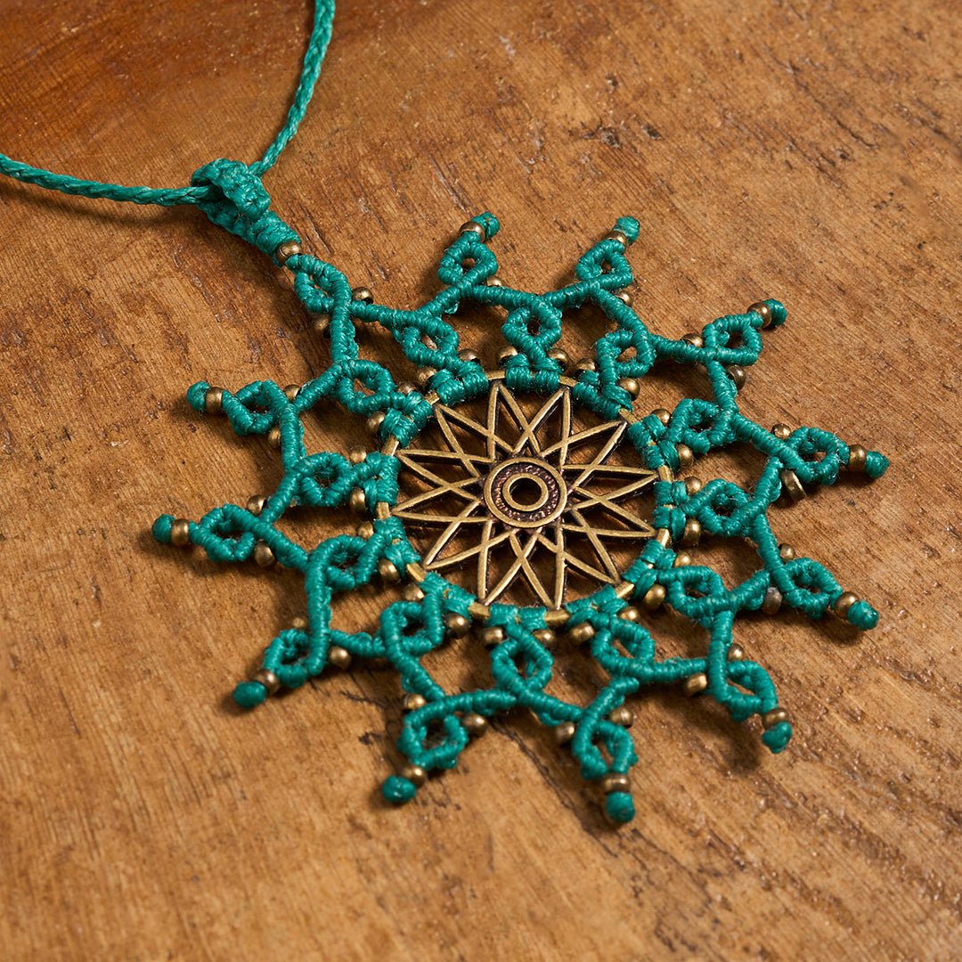 Maya Madala Green Pentant - Art Anna MacramePendant