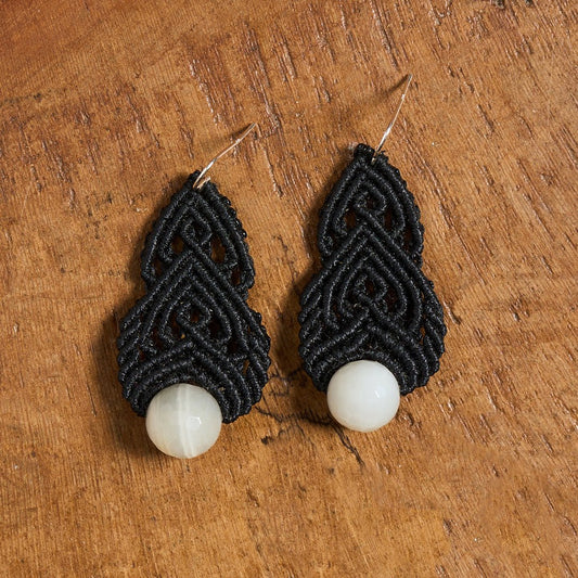 Moonstone Back Earring - Art Anna MacrameEarrings