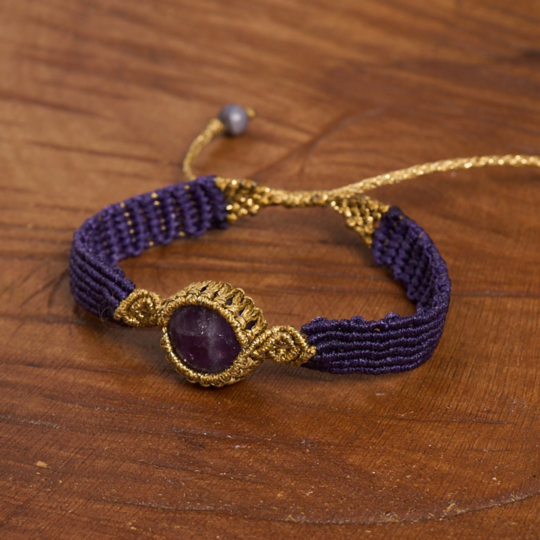 Nandia Amethyst - Cuff Bracelet - Art Anna MacrameCuff Bracelet