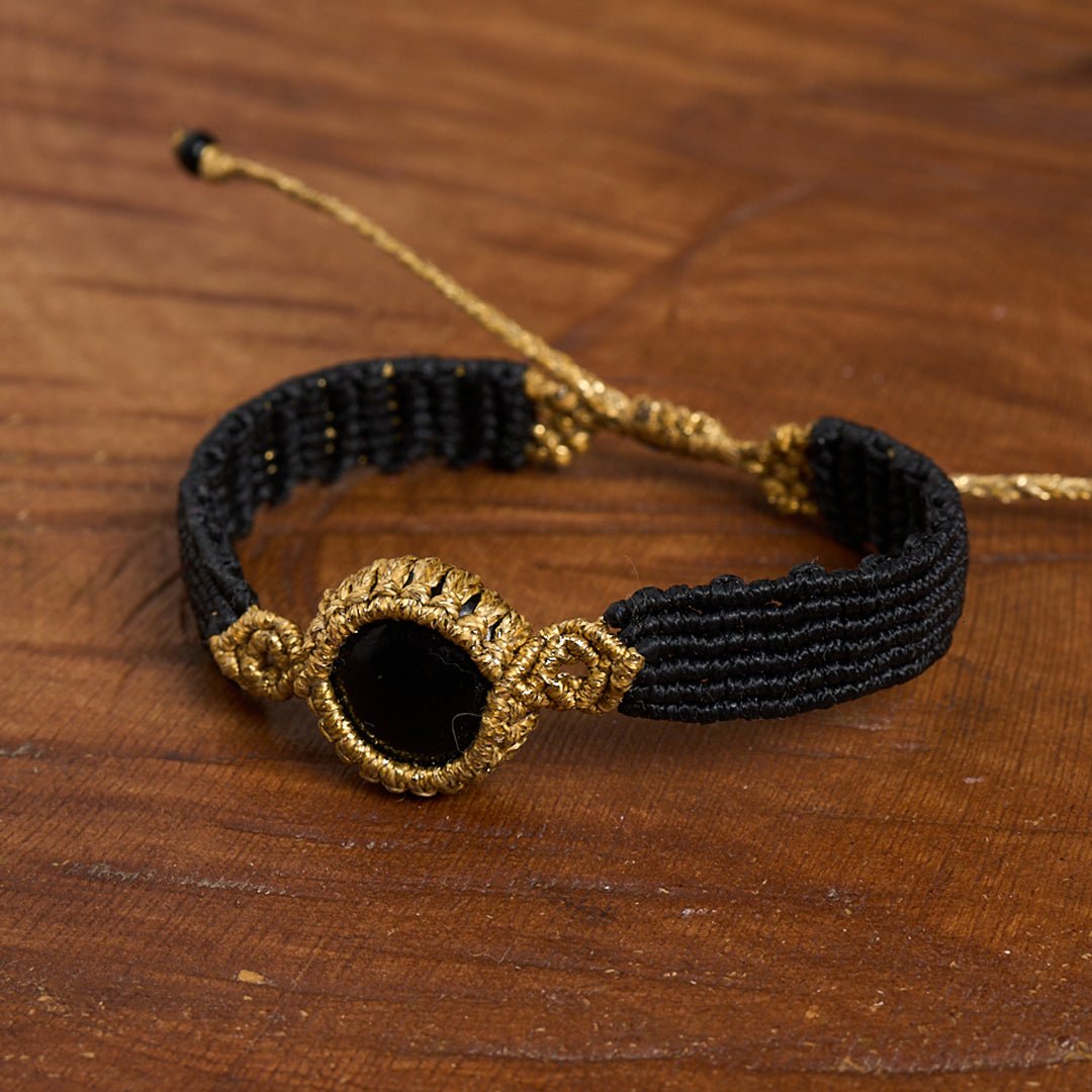 Nandia Black Onyx - Cuff Bracelet - Art Anna MacrameCuff Bracelet