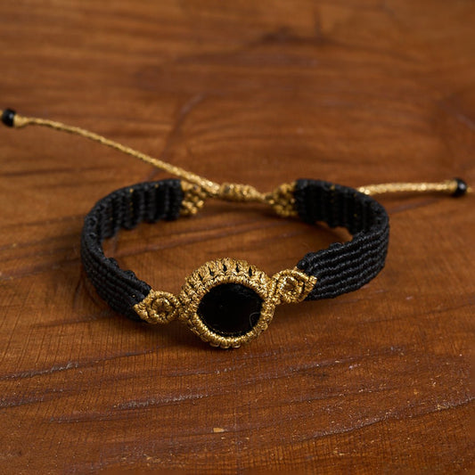 Nandia Black Onyx - Cuff Bracelet - Art Anna MacrameCuff Bracelet