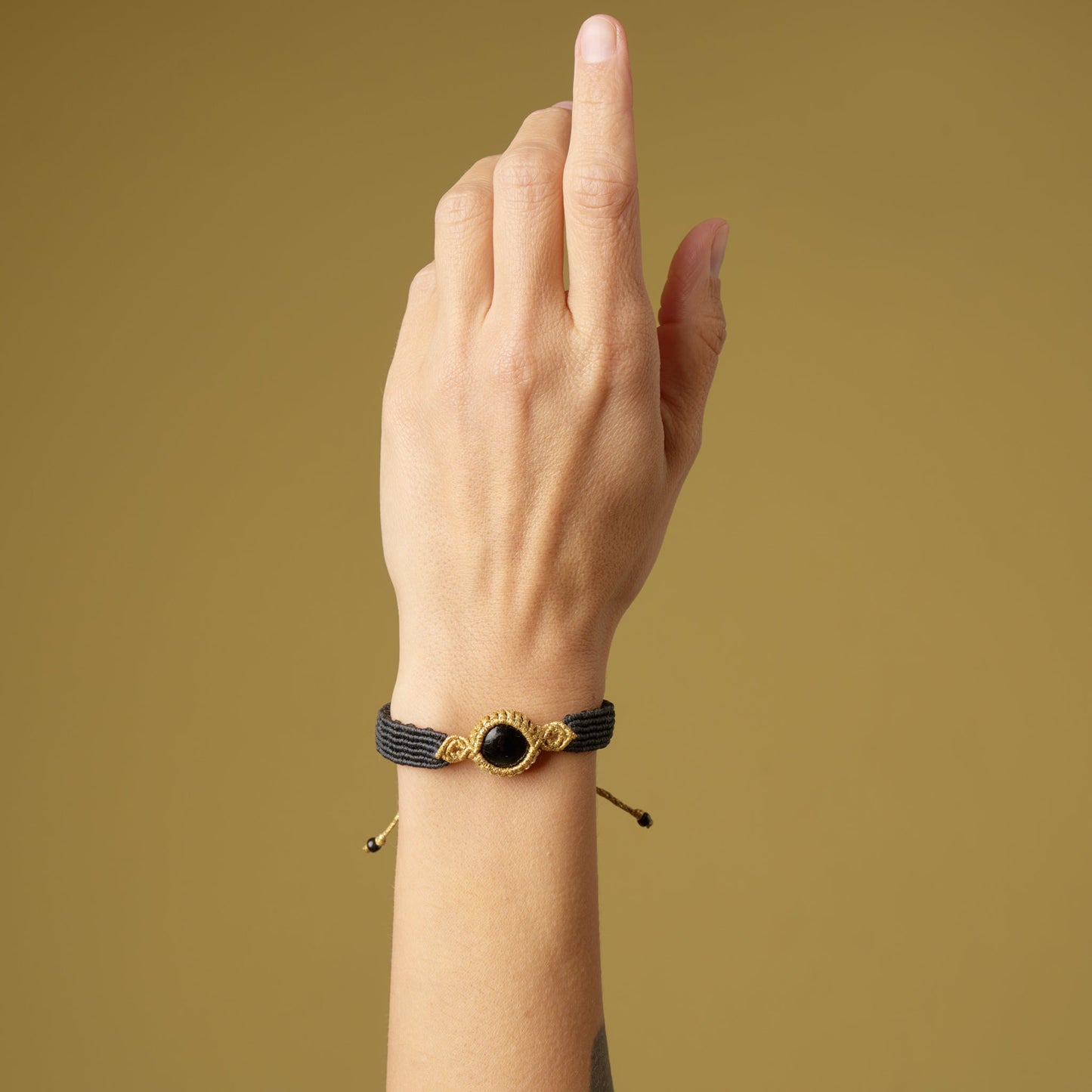 Nandia Black Onyx - Cuff Bracelet - Art Anna MacrameCuff Bracelet