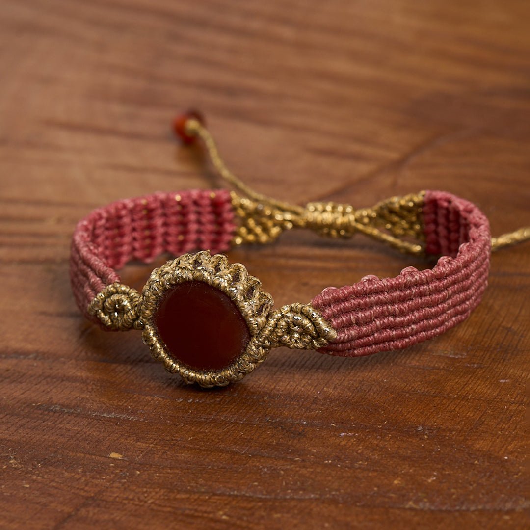 Nandia Carnelian - Cuff Bracelet - Art Anna MacrameCuff Bracelet