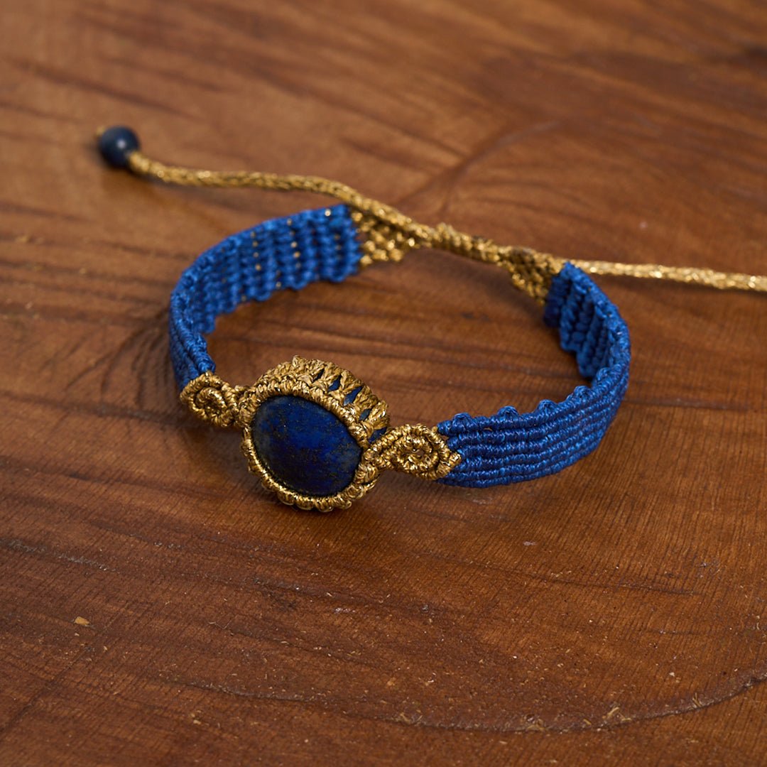 Nandia Lapis Lazuli - Art Anna MacrameCuff Bracelet