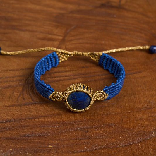 Nandia Lapis Lazuli - Art Anna MacrameCuff Bracelet