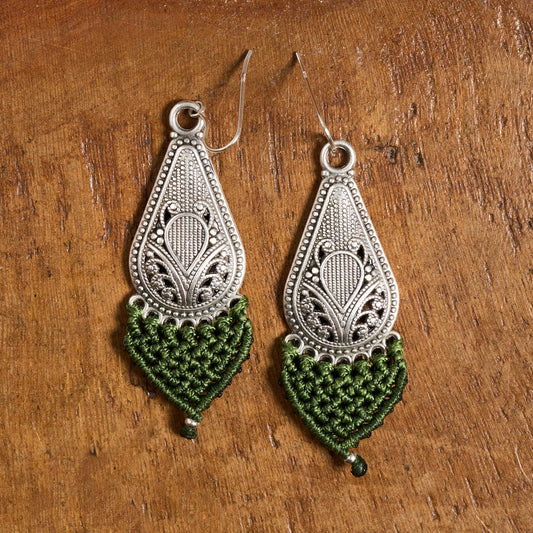 Niko - Green Thread Earrings - Art Anna MacrameEarrings