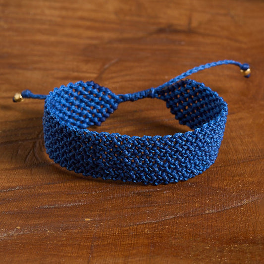 Pinelopi Dark Bleu - Cuff Bracelet - Art Anna Macrame