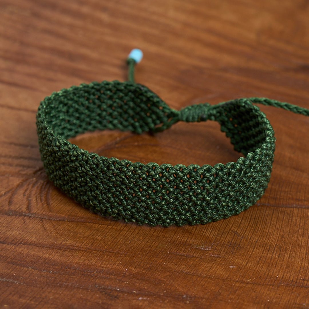 Pinelopi Dark Green Adjustable Cuff Bracelet - Art Anna Macrame