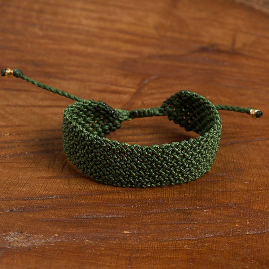Pinelopi Green - Cuff Bracelet - Art Anna MacrameCuff Bracelet