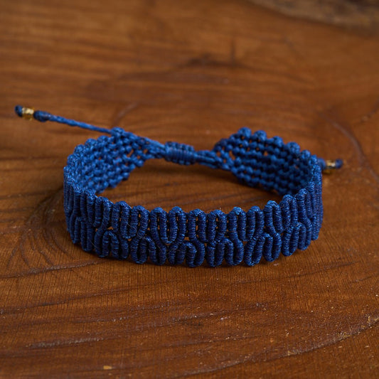 Tea - Dark Bleu Thread Cuff Bracelet - Art Anna MacrameCuff Bracelet
