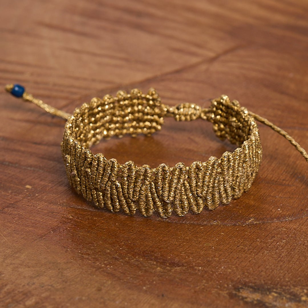 Tea - Gοld Thread Cuff Bracelet - Art Anna MacrameCuff Bracelet