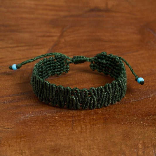 Tea - Green Thread Cuff Bracelet - Art Anna MacrameCuff Bracelet