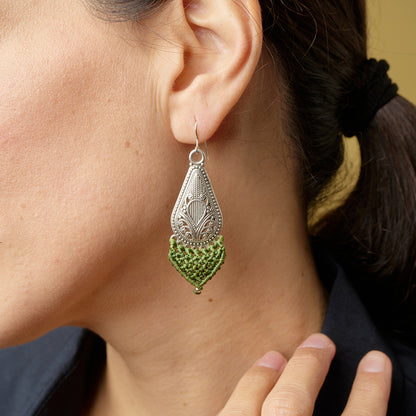 Niko - Green Thread Earrings