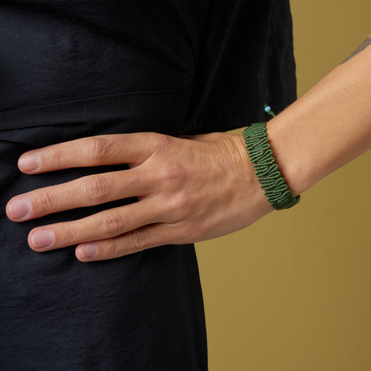 Tea - Green Thread Cuff Bracelet