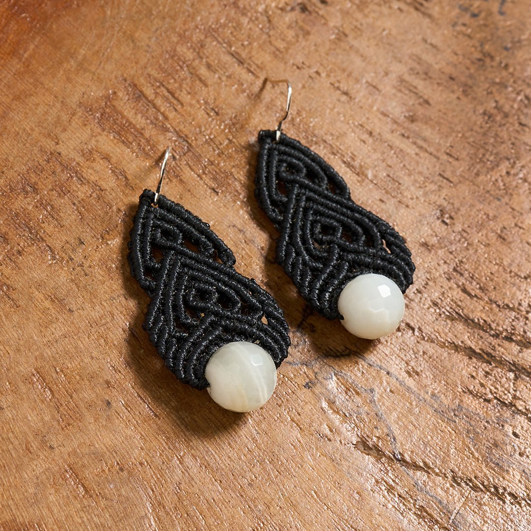Moonstone Back Earring - Art Anna MacrameEarrings