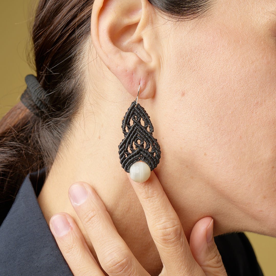 Moonstone Back Earring - Art Anna MacrameEarrings