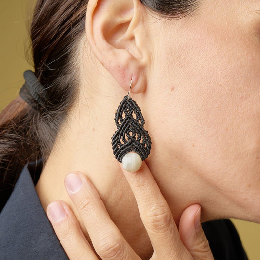 Moonstone Back Earring - Art Anna MacrameEarrings