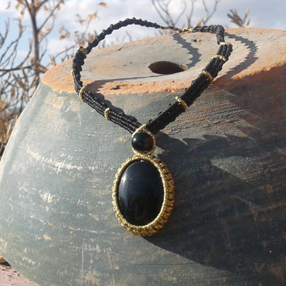 Obsidian Night - Art Anna MacrameNecklaces