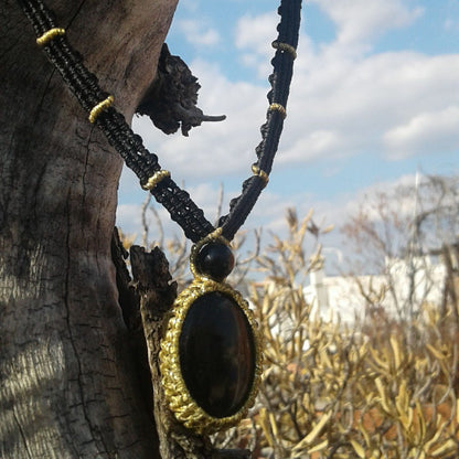 Obsidian Night - Art Anna MacrameNecklaces