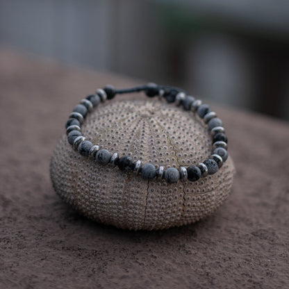 Onyx Snowflaks Bracelet - Art Anna MacrameBracelet
