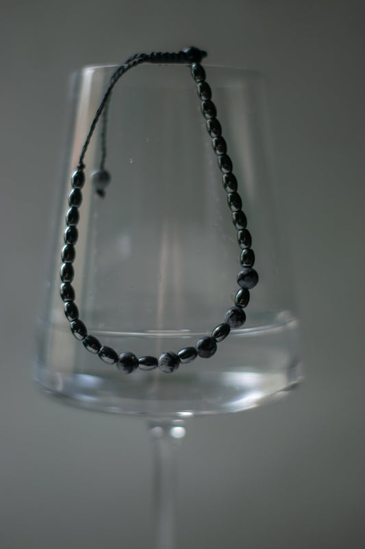 Onyx Snowflaks Bracelet - Art Anna MacrameBracelet
