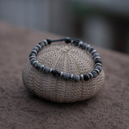 Onyx Snowflaks Bracelet - Art Anna MacrameBracelet